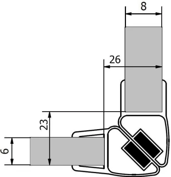 POLYSAN - Sada dvou těsnění (magnet) na 6 a 8 sklo, 2000, varianta roh M128