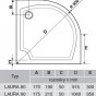 Sprchová vanička čtvrtkruhová - hladká, R 500 (LAURA 90 GL509)