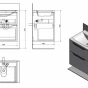 SAPHO - WAVE umyvadlová skříňka 60x65x47,8cm, bílá/mali wenge WA060-3021