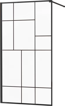 MEXEN/S - KIOTO Sprchová zástěna WALK-IN 90x200 cm 8 mm, černá, černý vzor 2 800-090-101-70-78