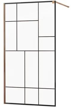 MEXEN/S - KIOTO Sprchová zástěna WALK-IN 70x200 cm 8 mm, růžové zlato, černý vzor 2 800-070-101-60-78