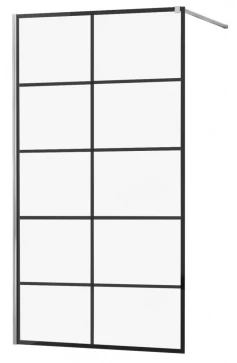 MEXEN/S - KIOTO Sprchová zástěna WALK-IN 80x200 cm 8 mm, chrom, černý vzor 1 800-080-101-01-77