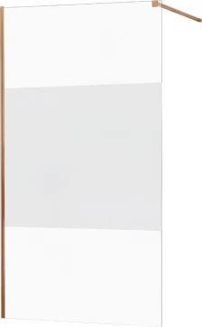 MEXEN/S - KIOTO Sprchová zástěna WALK-IN 100x200 cm 8 mm, růžové zlato, Transparent/matné sklo 800-100-101-60-35