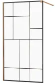 MEXEN/S - KIOTO Sprchová zástěna WALK-IN 100x200 cm 8 mm, różówe zlatáo, černý vzor 2 800-100-101-60-78