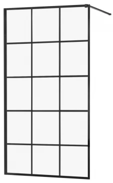 MEXEN/S - KIOTO Sprchová zástěna WALK-IN 100x200 cm 8 mm, černá, černý vzor 1 800-100-101-70-77