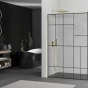 MEXEN/S - KIOTO Sprchová zástěna WALK-IN 70x200 cm 8 mm, zlatá černý vzor 2 800-070-101-50-78