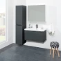 Mereo Mailo, koupelnová skříňka s umyvadlem z litého mramoru 81 cm, dub Riviera, chrom madlo (CN526M)