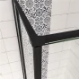 Čtvercový sprchový kout BLACK SAFIR R808, 80x80, se dvěma jednokřídlými dveřmi s pevnou stěnou, rohový vstup včetně sprchové vaničky z litého mramoru