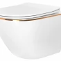 REA/S - SET závěsné WC Carlo Flat Mini Gold Edge Rimless + Bidet Carlo Mini REA-C1222 + REA-C2276