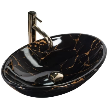 REA - Umyvadlo na desku Pamela Black Marble Shiny REA-U5067