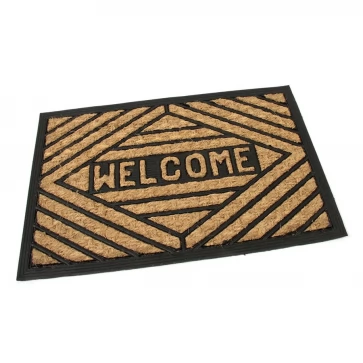 Kokosová čisticí venkovní vstupní rohož FLOMA Welcome - Rectangle - délka 40 cm, šířka 60 cm, výška 0,8 cm